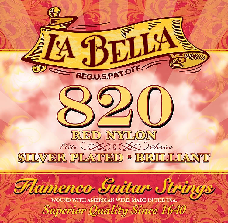 La Bella 820 Elite Red Nylon Flamenco Guitar Strings - Medium Tension image 1