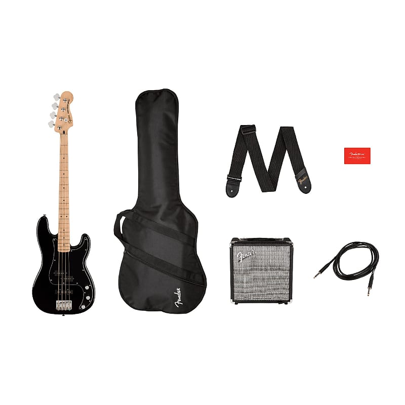 Fender Squier Affinity Precision Bass PJ Pack w/ Amp and Gig Bag, Black image 1