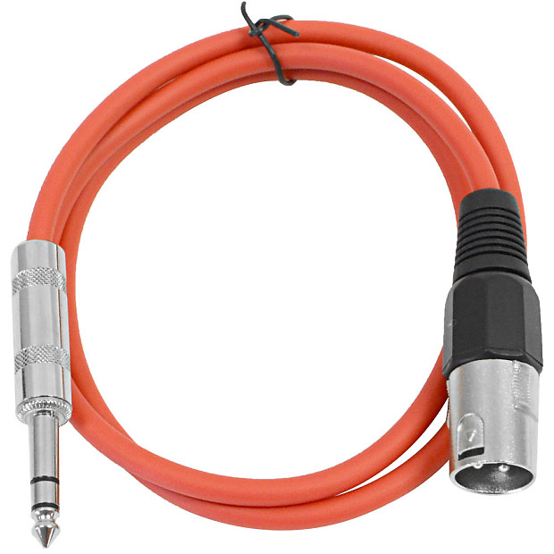 Seismic Audio SATRXL-M2RED XLR Male to 1/4" TRS Male Patch Cable - 2' image 1