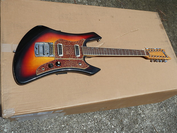 Univox Electric 12 String Guitar Vintage Japan  1960s  Sunburst Offset Body Twelve image 1