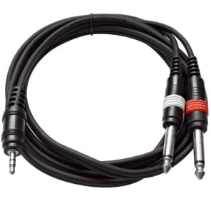 Seismic Audio - (2) 1/8" Stereo 3.5 mm to Dual 1/4" TS Splitter Patch Cable 6' image 2