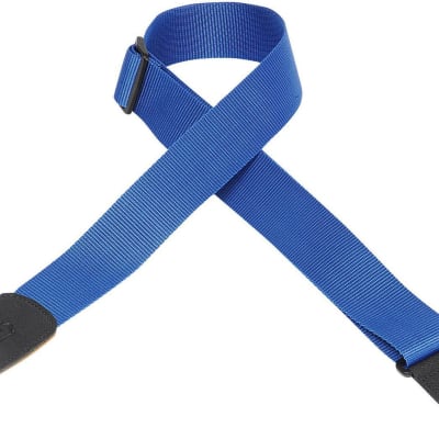 Levy's M8-ROY 2" Soft-Poly Guitar/Bass Strap w/Leather Ends - Royal Blue image 2
