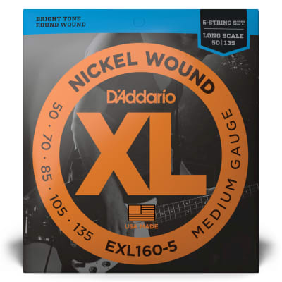 D'Addario EXL160-5 SET BASS XL 50-135 LONG 5-STR Electric Bass Strings image 1