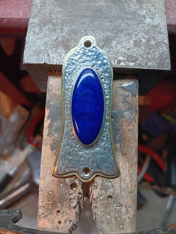 Les Paul Replacement truss rod cover - Sterling silver and Lapis Lazuli image 1