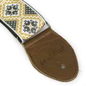 Souldier "Rustic" 2" Guitar Strap in Charcoal & Gold with Olive Ends image 2