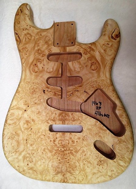 Burl Maple Cherry Wood Stratocaster style Strat body 4lbs 6oz 1963