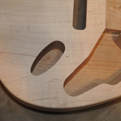 Unfinished Stratocaster Body Book Matched Figured Flame Maple Top 2 Piece Alder Back Chambered, Standard Tele Pickup Routes Arm Contour 3lbs 8.7oz! image 7