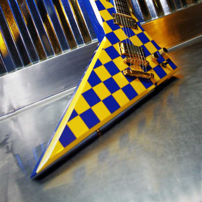 Robin Wedge 1987 Custom.  One of a kind.  Blue Yellow Checkerboard finish. Plays great. Rare. Cool+ image 5