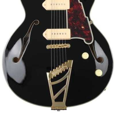 D'Angelico Excel 59 Hollowbody Electric Guitar - Solid Black w/ Stairstep Tailpiece  DAE59SBK2GT image 21