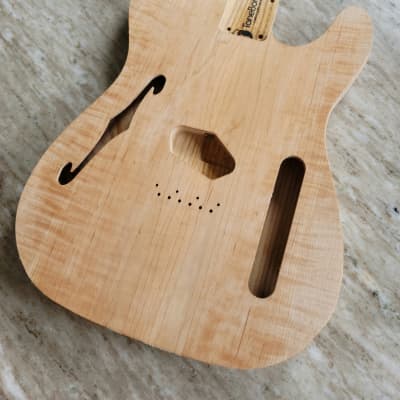 ToneBomb T Style F Hole Light Flame Maple Top & Pine Body 3.55 Lbs 2017 - Non Finished image 2