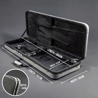 Lindo Electric Guitar Eco Hard Case | Plush Lined with Storage Pockets | Sustainable and Eco-Friendly | Designed in The UK | Grey Fabric Finish (Guitar NOT Included) image 2