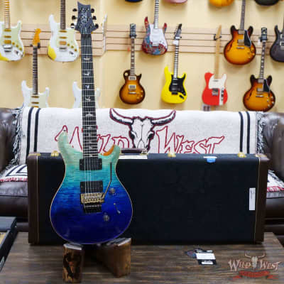 Paul Reed Smith PRS Wood Library 10 Top Custom 24 Floyd Rose Ebony Fingerboard Flame Maple Neck Blue Fade image 6