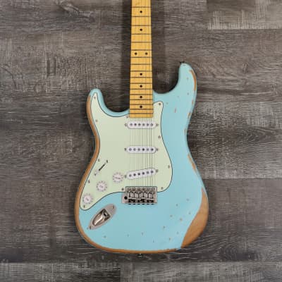 AIO S3 Left Handed Electric Guitar - Relic Sonic Blue (Maple Fingerboard) w/Gator Hard Case image 1