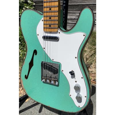 Fender Custom Shop #S20 Limited Edition  60's Custom Telecaster Thinline Relic-Seafoam Green Sparkle w/Case image 3
