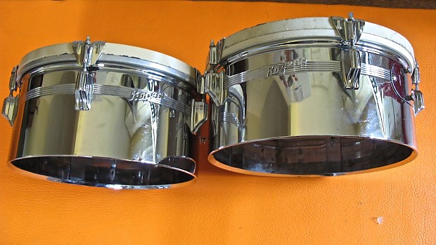 Rogers drums Timbales set. Chrome over brass. 13