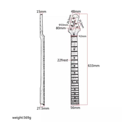 22 Fret Guitar Neck - Canadian Maple w/ 4x2 Headstock image 8