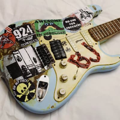Billie Joe Armstrong Blue Electric Guitar BJ Replica Relic and Gig