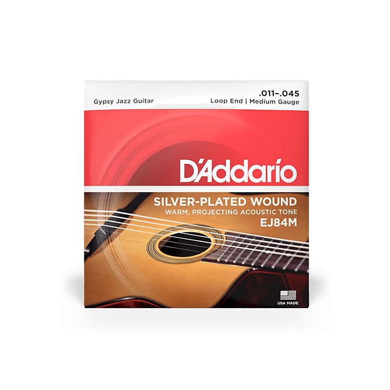 D'Addario EJ84M Medium Gauge Silverplated Wound Loop End Gypsy Jazz Guitar Strings 11-45 image 1