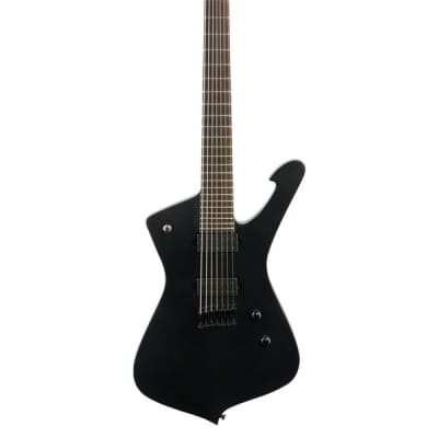 Ibanez Iron Label Iceman ICTB721 7-String Guitar with Bag Black Flat image 2