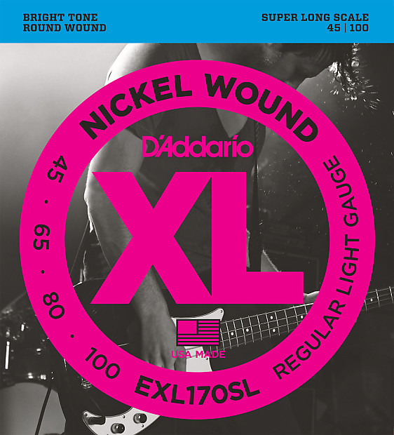 D'Addario EXL170-5SL Nickel Wound Super Long Scale 5-String Bass Guitar Strings, Light Gauge image 1