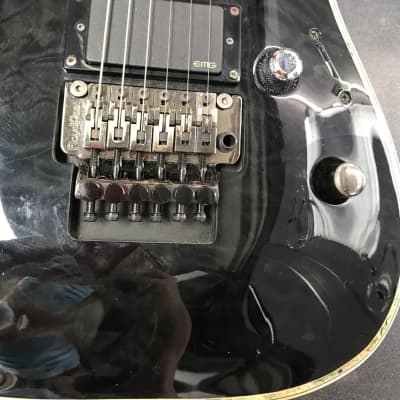 ESP LTD Deluxe MH-1000 Thru Black  Green Electric Guitar image 8