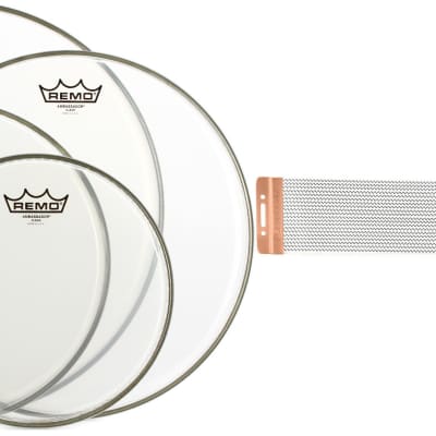 Remo Ambassador Clear 4-piece Tom Pack - 10/12/14/16 inch  Bundle with Puresound P1320 13-inch 20-strand Custom Series Snare Wires image 1