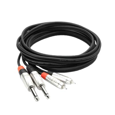 Hosa HPR-010X2 10' Dual REAN 1/4" TS Male to Dual RCA Stereo Interconnect Cable image 1