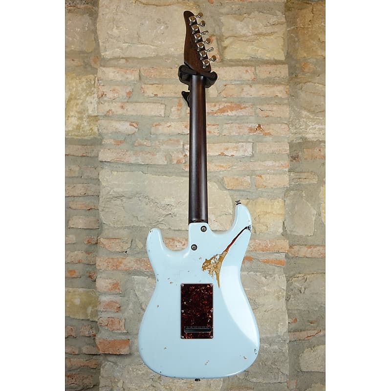 TOM ANDERSON Icon Classic HSS In Distress Heavy Aged - Full Rosewood Neck -  Sonic Blue over 3T Burst