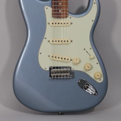 2021 Fender Deluxe Roadhouse Stratocaster Mystic Ice Blue Finish Electric Guitar w/Gig Bag image 2