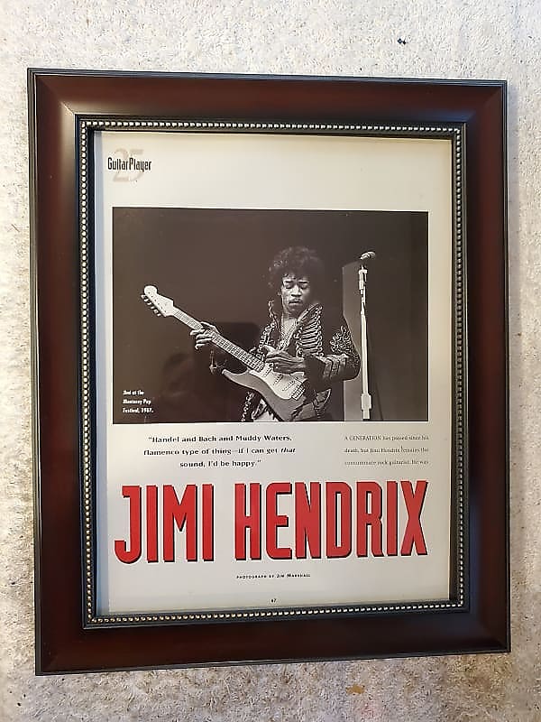 1992 Guitar Player Color Promotional Ad Framed Jimi Hendrix 1967 Monterey  Pop Festival Original