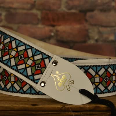 D'Andrea Ace ACE-3 Reissue Multicolor Stained Glass Jacquard Weave Guitar Strap w/ Free Shipping image 1