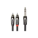 Roland RCC-5-TR2R | 60 Inch Low Capacitance Interconnect 1/4 Inch Insert Splitter TRS Male To Dual RCA Jack Black Series Heavy Duty Instrument Cable