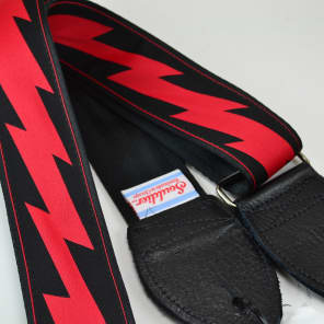 NEW! Souldier Guitar Straps - Lightning Bolt - Black Seatbelt - Leather Ends image 1