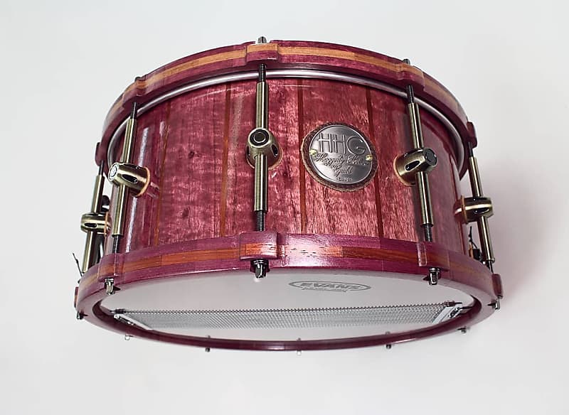HHG Drums Purpleheart And Bubinga Stave Snare & Matching Wood Hoops, Satin Lacquer image 1