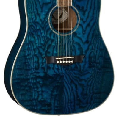 Dean AXS Dread Quilt Ash Trans Blue Acoustic Guitar AX DQA TBL for sale