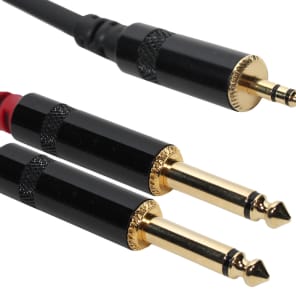 SuperFlex GOLD SFP-Y15Q3.5MM Y Patch Cable, (2) 1/4in TS to 3.5mm Stereo - 15' image 2