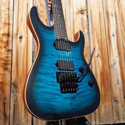 ESP USA M-II FR - Black Aqua Sunburst Satin 6-String Electric Guitar w/ Black Tolex Case (2024) image 1