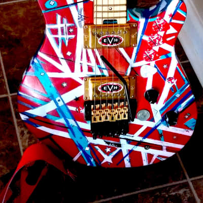 EVH Wolfgang Standard 2018 - Blue Color & Hand Painted EVH Red & White & Blue image 10