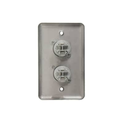 OSP D-2-2PCB Stainless Steel Duplex Wall Plate with 2 Powercon B Grey Connectors image 2