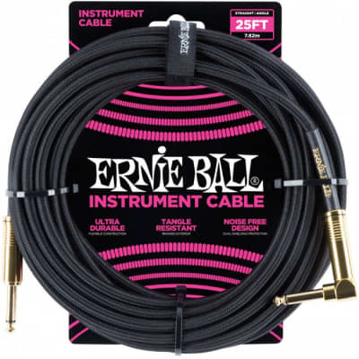 ERNIE BALL 6058 Braided Instrumentenkabel Kl-WKl 7,62m, schwarz for sale