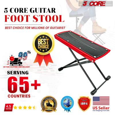 Guitar Foot Rest Folding Metal Guitar Foot Rest Stage Anti-slip Stand 4  Adjustable Height Levels for Guitarist Black