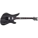 Schecter Synyster Custom Electric Guitar, Ebony Fretboard, Gloss Black with Silver Pin Stripes