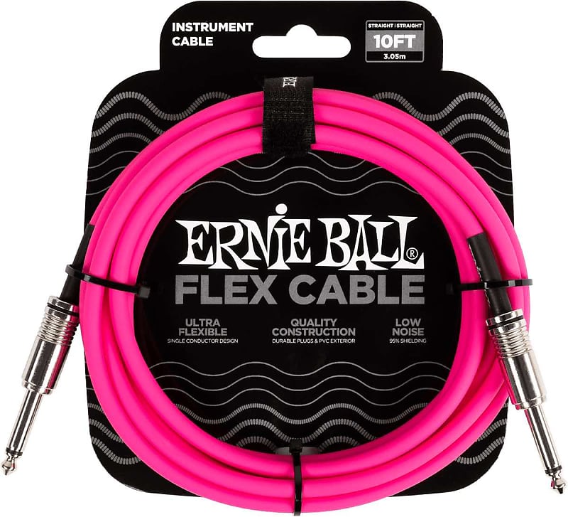 Ernie Ball 6413 - Câble jack-jack série flex 3m - Rose
