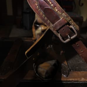 Postal Brown Handmade Antique Saddle Cinch Guitar or Bass  Strap image 2