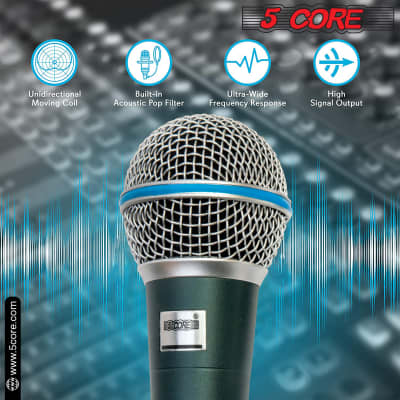 5 Core Professional Dynamic Microphone 3 Pieces Cardiod Unidirectional Handheld Mic Karaoke Singing Wired Microphones with Detachable XLR Cable, Mic Clip, Carry Bag   BETA 3PCS image 13