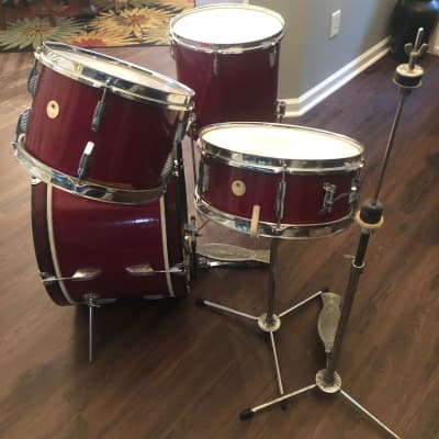 Beverley Birch 4-Piece Jazzset early 1960s Red Sparkle, New 12" heads, Beautiful Shells! image 2