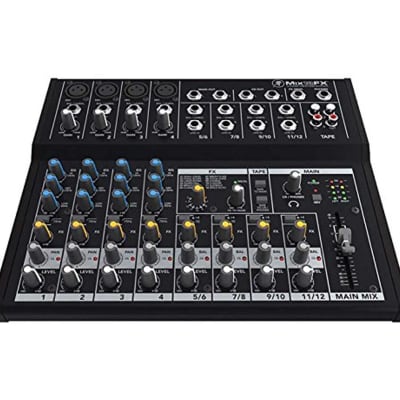 Mackie Mix12FX 12 Input Desktop Mixer 4 Microphone Preamps 4 Stereo Channels 3 Band EQ Tape I/O Separate Volume Headphone Levels image 1