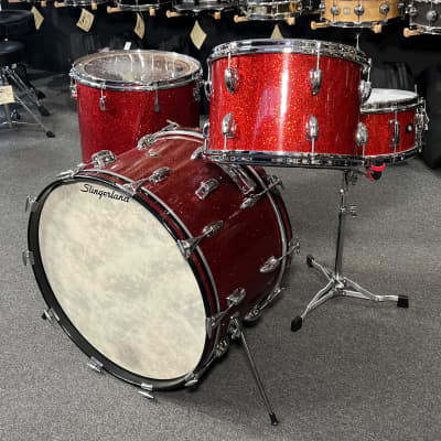 RARE 1958 Slingerland Radio King 13/16/22 Drum Kit Set in Red Glass Glitter w/ Matching Snare Drum image 1