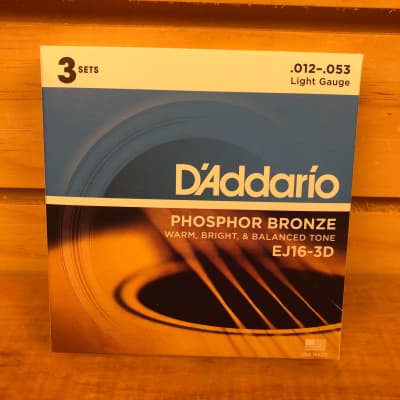 D'Addario EJ16 3-Pack Phosphor Bronze Light .012-.053 String Set image 3