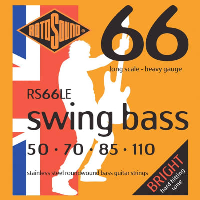 Rotosound RS66LE Swing Bass 66 Stainless Steel Bass Guitar Strings 50-110